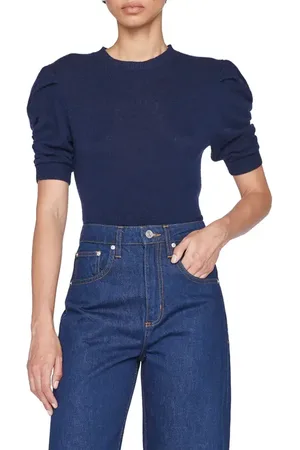 Frame Ruched Sleeve Recycled Cashmere & Wool Sweater in at Nordstrom, Size Xx-Small
