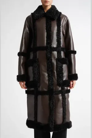 Stand Studio Patrice Faux Leather Coat with Faux Shearling Trim in at Nordstrom, Size 4 Us