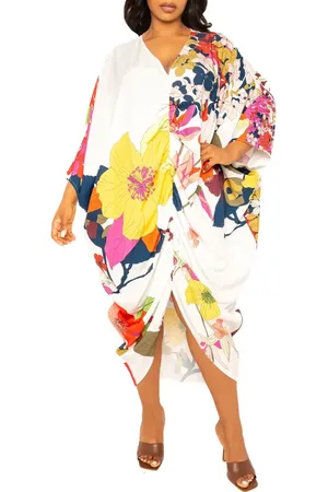 BUXOM COUTURE Print Cinch Waist Caftan Dress in at Nordstrom, Size 2 X