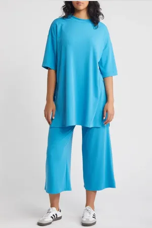 Dressed in Lala Lex Rib Oversize T-Shirt & High Waist Crop Pants in at Nordstrom, Size Small