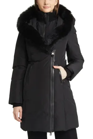 Mackage Kay Water Resistant Down Coat with Genuine Shearling Trim in at Nordstrom, Size X-Small