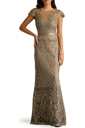 Tadashi Shoji Sequin Illusion Lace Gown in at Nordstrom, Size 10
