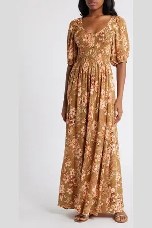 Rip Curl Desert Dreams Smocked Poplin Maxi Dress in at Nordstrom, Size X-Small