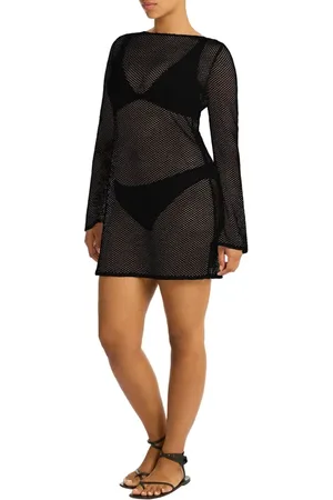 SEA LEVEL Surf Long Sleeve Sheer Mesh Cover-Up Minidress in at Nordstrom, Size Small