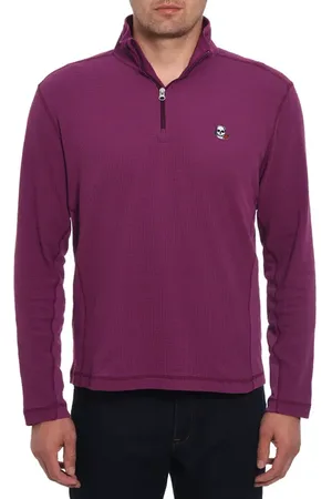 Robert Graham Polaris Embroidered Skull Quarter Zip Pullover in at Nordstrom, Size Small