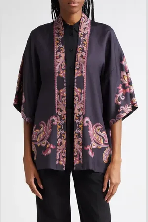 Etro Paisley Silk Twill Open Front Jacket in at Nordstrom, Size X-Large
