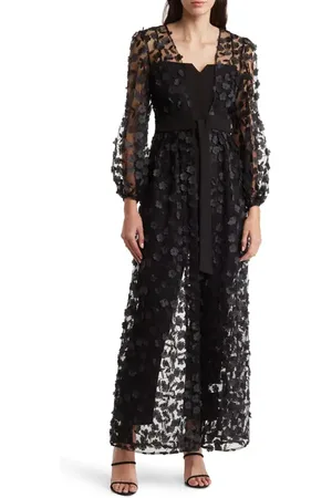 Julia Jordan Floral Overlay Jacket & Belted Jumpsuit in at Nordstrom, Size 2