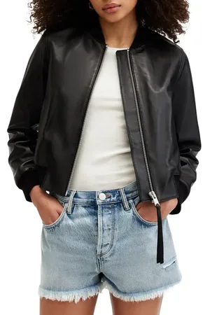 AllSaints Orten Leather Bomber Jacket in at Nordstrom, Size 0 Us