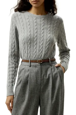 Lilysilk Classic Cable Knit Sweater with Ribbed Edges in at Nordstrom, Size Large