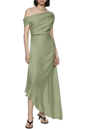 MANGO Ruched Asymmetric Hem One-Shoulder Dress in at Nordstrom, Size 8