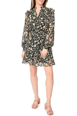 GIBSONLOOK Daphne Long Sleeve Button Front Minidress in at Nordstrom, Size Large