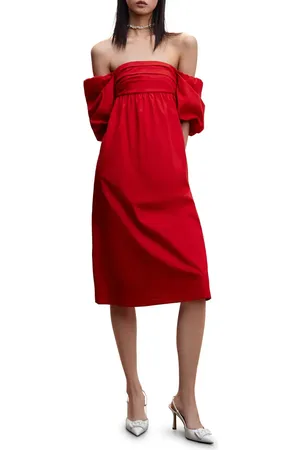 MANGO Puff Sleeve Cotton Dress in at Nordstrom, Size 2