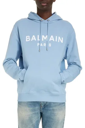Balmain Organic Cotton Logo Graphic Hoodie in at Nordstrom, Size Small