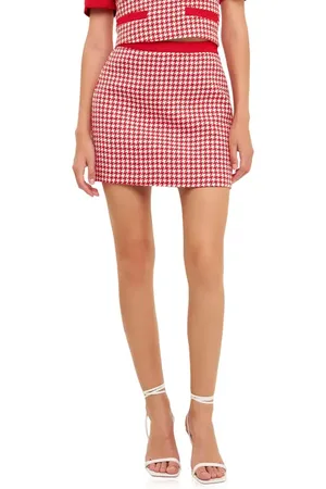 ENGLISH FACTORY Houndstooth Tweed Miniskirt in at Nordstrom, Size X-Small