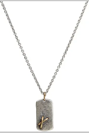 John Varvatos Sterling Silver Dog Tag Pendant Necklace in at Nordstrom, Size 24