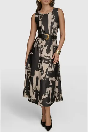 Donna Karan Abstract Print Sleeveless Midi Dress in at Nordstrom, Size 2