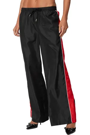 Edikted Cameron Contrast Panel Satin Track Pants in at Nordstrom, Size Small