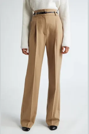 Max Mara Zac Belted Virgin Wool Wide Leg Trousers in at Nordstrom, Size 0