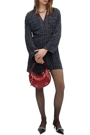 MANGO Vestido Maria Plaid Long Sleeve Wrap Dress in at Nordstrom, Size 2