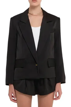 Grey Lab One-Button Satin Blazer in at Nordstrom, Size X-Small