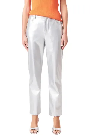 Grey Lab Shiny Straight Leg Faux Leather Pants in at Nordstrom, Size Small