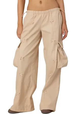 Edikted Bow Trim Cargo Parachute Pants in at Nordstrom, Size X-Small