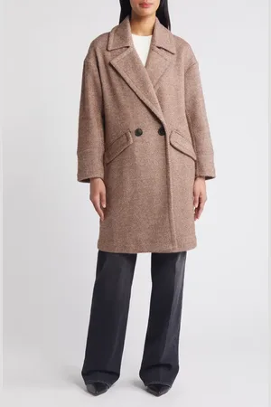 BCBG Max Azria Double Breasted Herringbone Knit Coat in at Nordstrom, Size X-Large