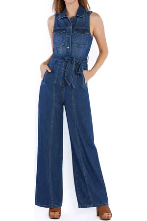 WASH LAB Camp Tie Belt Denim Jumpsuit in at Nordstrom, Size X-Small