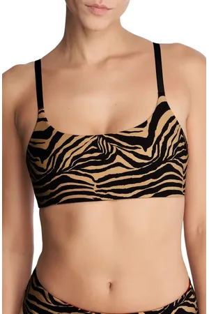 Natori Reversible Bikini Top in Camel Zebra /Poinsettia at Nordstrom, Size Large