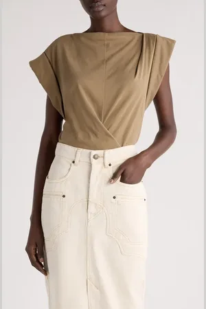 Isabel Marant Maisan Draped Asymmetric Cotton T-Shirt in at Nordstrom, Size Medium