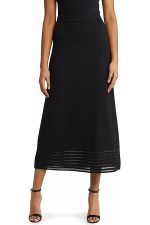 Ming Wang Stripe Hem A-Line Knit Skirt in at Nordstrom, Size X-Small