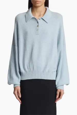 Khaite Rene Long Sleeve Cashmere Polo Sweater in at Nordstrom, Size Medium