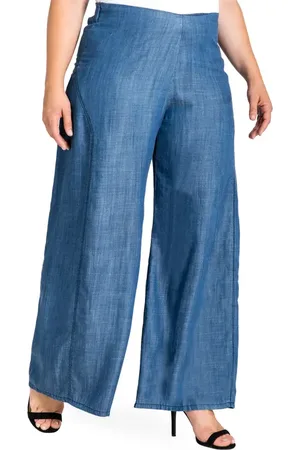 Standards & Practices Perry Tencel?? Denim Palazzo Pants in at Nordstrom, Size 1X