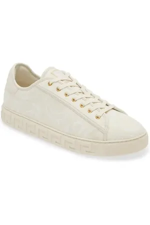 VERSACE Barocco Greca Low Top Sneaker in Snow- Gold at Nordstrom, Size 8Us