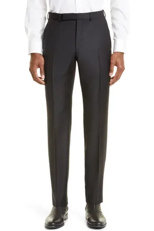 Ermenegildo Zegna Flat Front Slim Fit Wool Pants in at Nordstrom, Size 38 Us