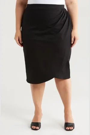 24Seven Comfort Apparel Tulip Hem Wrap Skirt in at Nordstrom, Size 3X