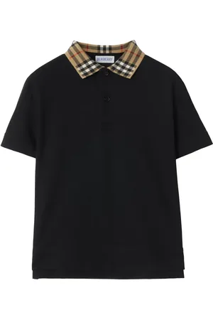 Burberry Check Collar Cotton Polo Shirt in at Nordstrom, Size 3T