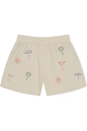 MAVRANS Palms Evil Eye Organic Cotton Drawstring Shorts in at Nordstrom, Size Medium