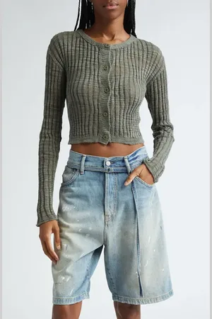 Acne Studios Kiko Rib Linen Blend Cardigan in at Nordstrom, Size Small