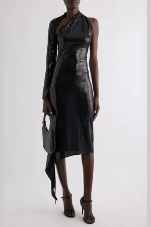 Courrèges Asymmetric Cutout Sequin Dress in at Nordstrom, Size 6 Us