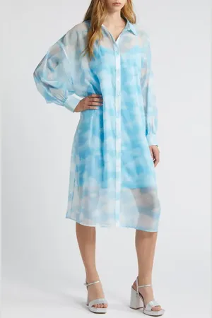 Dressed in Lala Sheer Long Sleeve Shirtdress at Nordstrom, Size Small