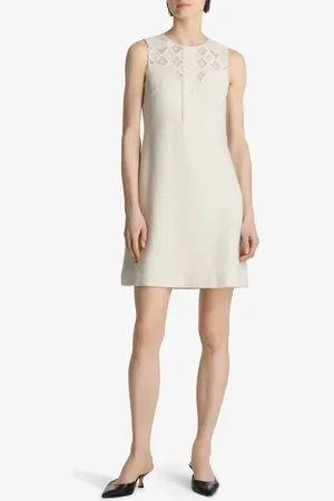 ST. JOHN Metallic Tweed & Guipure Lace Shift Dress in at Nordstrom, Size 4