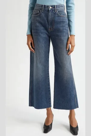 VERONICA BEARD Taylor Raw Hem High Waist Ankle Wide Leg Jeans in at Nordstrom, Size 28