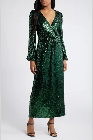 WAYF The Carrie Sequin Long Sleeve Gown in at Nordstrom, Size Large