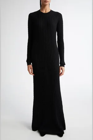 Totême Long Sleeve Cable Knit Wool Merino Wool Sweater Dress in at Nordstrom, Size Large