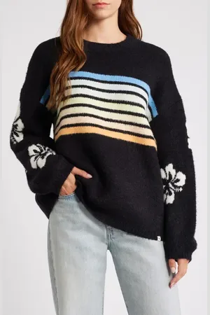 Rip Curl High Tide Hibiscus Stripe Crewneck Sweater in at Nordstrom, Size Small