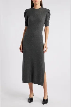 Frame Ruched Sleeve Recycled Cashmere & Recycled Wool Sweater Dress in at Nordstrom, Size X-Small