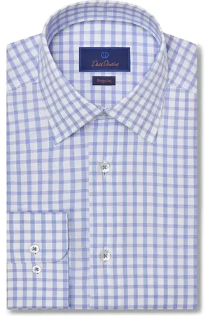David Donahue Regular Fit Dobby Check Cotton Dress Shirt in at Nordstrom, Size 15.5 - 34