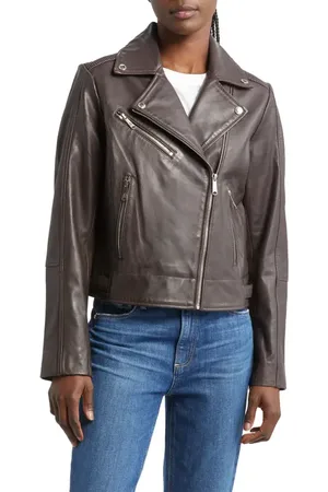 Sam Edelman Washed Leather Moto Jacket in at Nordstrom, Size X-Small