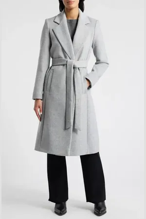 Sam Edelman Tie Belt Wool Blend Wrap Coat in at Nordstrom, Size 10